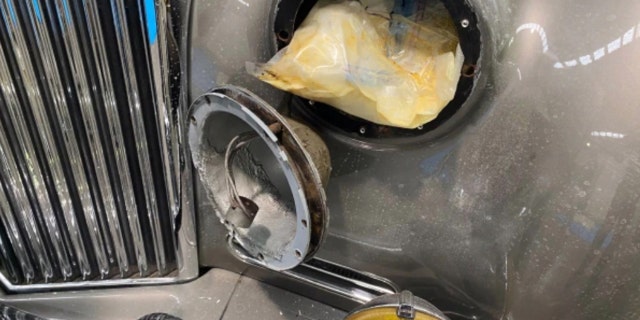 Some of the methamphetamine was hidden behind headlights.