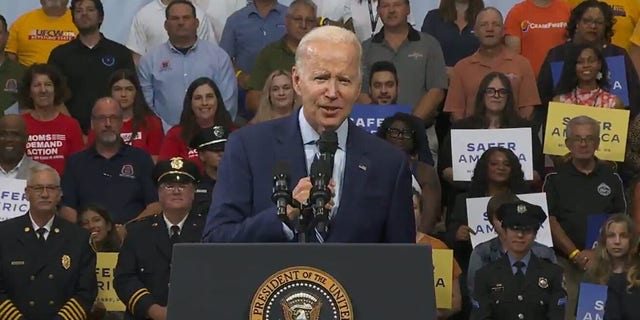 President Biden delivers his speech in Pennsylvania on Tuesday, Aug.  30, 2022.