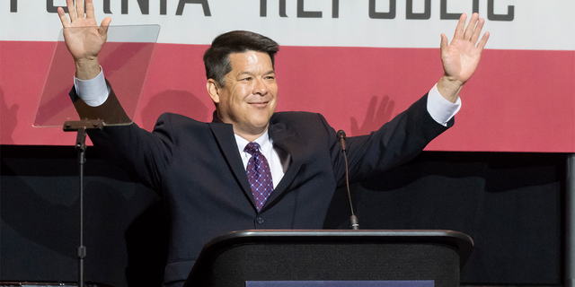 FILE PHOTO: TJ Cox speaks during a rally for California Democratic House candidates competing for GOP-held seats at the Titan Student Union on the campus of California State University, Fullerton in Fullerton on Thursday, October 4, 2018.