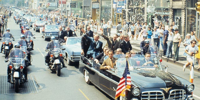 Apollo 11 astronauts Buzz Aldrin, Michael Collins and Neil Armstrong rode in the car with New York City Mayor John Lindsay and UN Secretary General U Thant upon their return from the Moon.