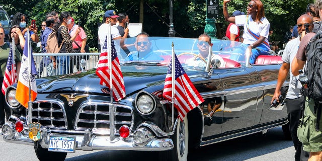 Nurse Sandra Lindsay rode in the car during the "Hometown Heroes Ticker-tape Parade" celebrating the frontline workers of the coronavirus pandemic in 2021.