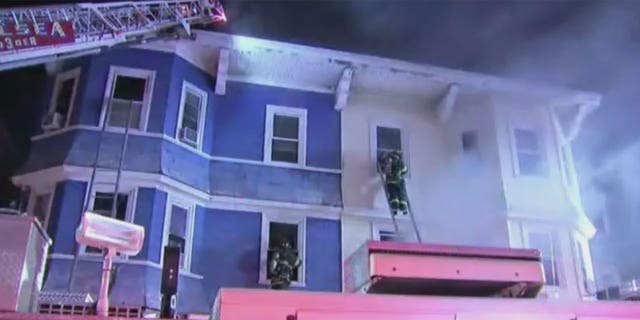 The five-alarm fire has left more than 30 people displaced, according to Boston 25 News.