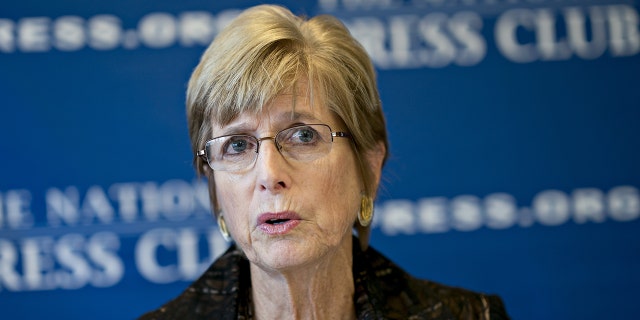 Christine Todd Whitman, former governor of New Jersey, speaks during a news conference at the National Press Club in Washington, DC, Tuesday, Oct. 2, 2018.