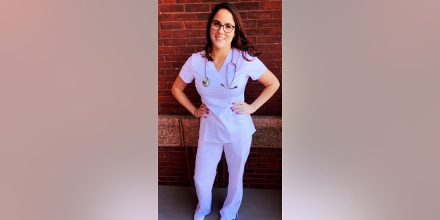 Nicole Kelly, a nurse practitioner (shown here), as well as her twin sister Lindsay Byrne, jumped into action after a JetBlue flight attendant asked any and all medical personnel for assistance with a health emergency. 