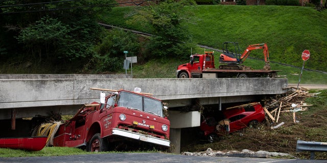 Vehicles as large as trucks can be swept away by fast-moving floodwater.