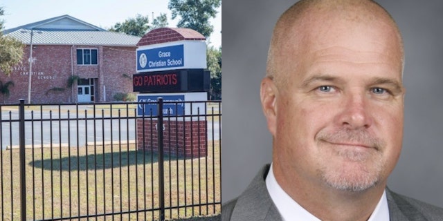 Compilation photo of Grace Christian School administrator Barry McKeen and exterior of the school. 