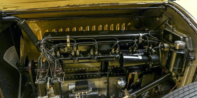 The car is powered by a 7,688 cc, straight-six-cylinder engine.