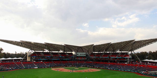 General view of the new Diablos Rojos Stadium during a friendly game between San Diego Padres and Diablos Rojos at Alfredo Harp Helu Stadium on March 23, 2019 in Mexico City, Mexico. The game is held as part of the opening celebrations of the Alfredo Harp Helu Stadium, now the newest in Mexico to play baseball.
