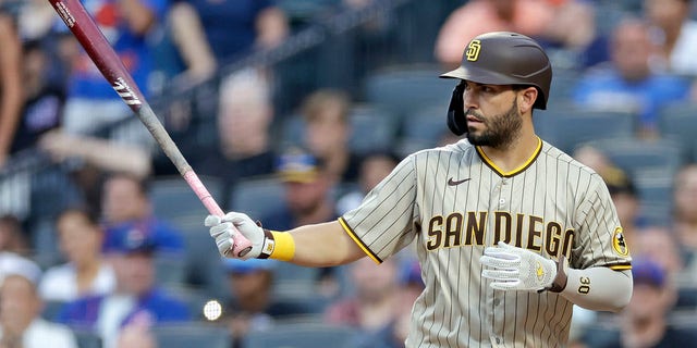 Eric Hosmer of the San Diego Padres at-bats during the first half against the New York Mets at Citi Field on July 24, 2022 in New York City.