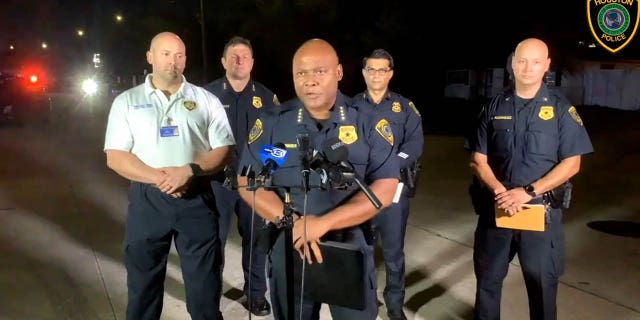 Houston Police Chief Troy Finner speaking to reporters.