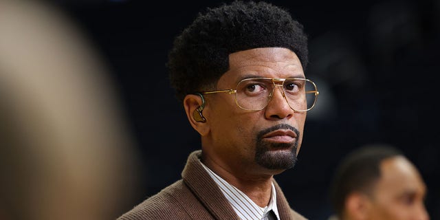 ESPN analyst Jalen Rose during game two of the NBA Finals between the Boston Celtics and the Golden State Warriors on June 5, 2022, at Chase Center in San Francisco, California.