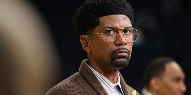 ESPN analyst Jalen Rose poses for a photo during Game 2 of the 2022 NBA Finals between the Boston Celtics and the Golden State Warriors on June 5, 2022 at the Chase Center in San Francisco.