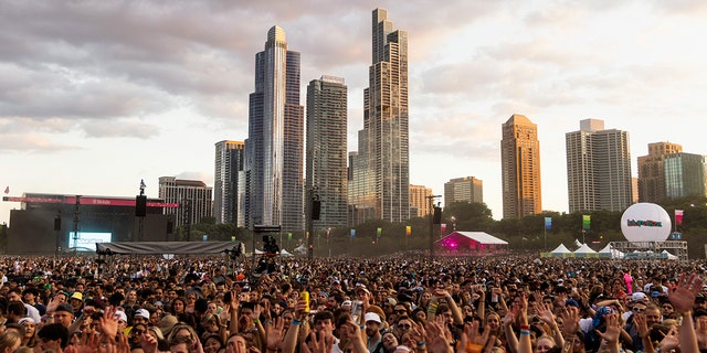 General view of the crowd on day 3 of Lollapalooza at Grant Park on July 30, 2022, in Chicago, Illinois.