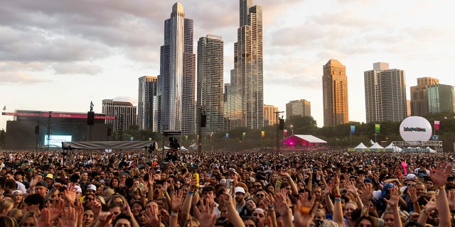 General view of the crowd on day 3 of Lollapalooza at Grant Park on July 30, 2022, in Chicago, Illinois.