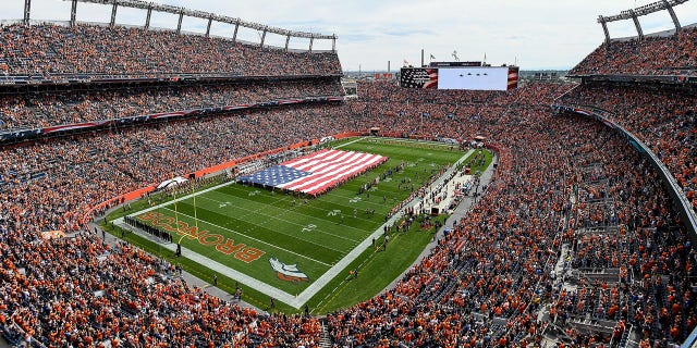 A general view of Empower Field at Mile High in Denver, Colorado on September 15, 2019.