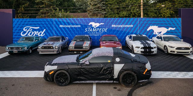 A camouflaged prototype for the seventh generation Mustang has been shown in public.