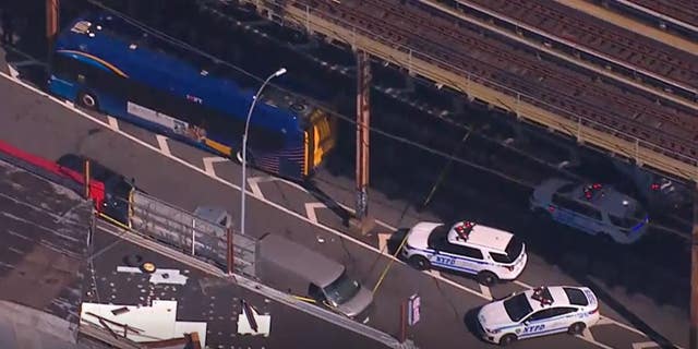 A bush crashes into a subway support pillar in New York City. (Fox 5 NY)