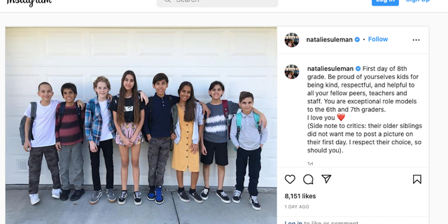 The proud mom gushed about her octuplets starting in 8th grade in an Instagram post.