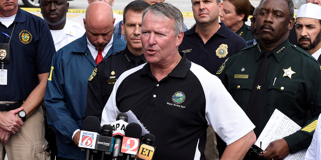Orlando Mayor Buddy Dyer speaks at a news conference after a shooting attack at Pulse nightclub in Orlando, Florida, U.S. June 12, 2016. REUTERS/Kevin Kolczynski