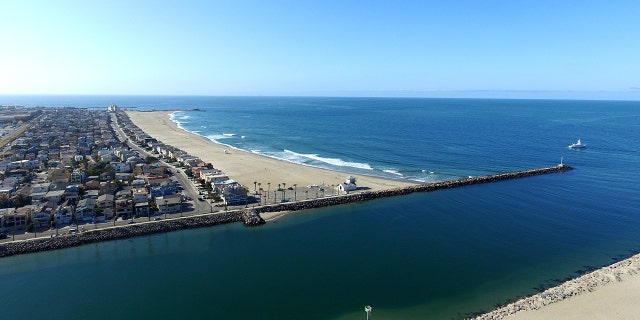 Homes on Silver Strand Beach and entrance to Channel Islands Harbor are shown on the Channel Islands, Oxnard, California, in May 2018.