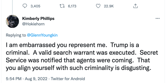 Screenshot of Tweet from Loudoun County's Assistant Commonwealth's Attorney Kimberly Phillips. 