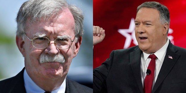 Left: Former National Security Adviser John Bolton. Right: Former Secretary of State Mike Pompeo.