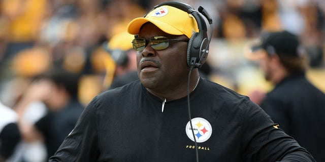 Running backs coach James Saxon of the Pittsburgh Steelers on the sideline during a game against the Tampa Bay Buccaneers at Heinz Field Sept. 28, 2014, in Pittsburgh.