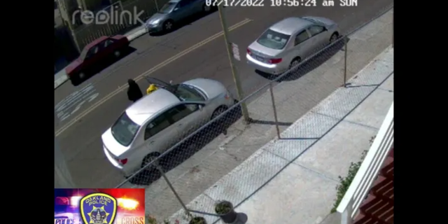 The Oakland Police Department released a surveillance video showing an individual walking up to a car and firing his gun, which left a rideshare food delivery driver dead.