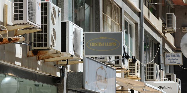 Air conditioners can be seen on a commercial building in Palma de Mallorca on May 24, 2010, in Palma de Mallorca, Spain.
