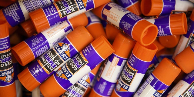 Elmer's Products Inc. school glue sticks are displayed for sale at a Wal-Mart Stores Inc. location in Burbank, California, on Tuesday, Aug. 8, 2017.