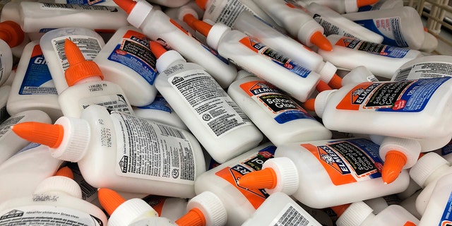 A bin full of Elmer's Glue at Michaels craft store in Queens, New York.