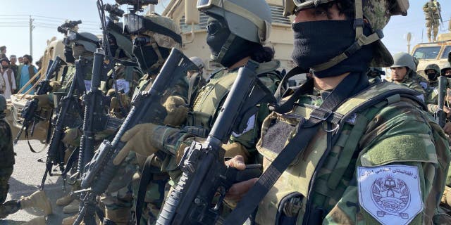 Taliban holds a military parade with equipment captured from U.S. army in Kandahar, Afghanistan