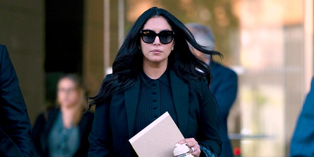 Vanessa Bryant, the widow of Kobe Bryant, leaves a federal courthouse in Los Angeles, Wednesday, Aug. 10, 2022. Kobe Bryant's widow is taking her lawsuit against the Los Angeles County sheriff's and fire departments to a federal jury, seeking compensation for photos deputies shared of the remains of the NBA star, his daughter and seven others killed in a helicopter crash in 2020.