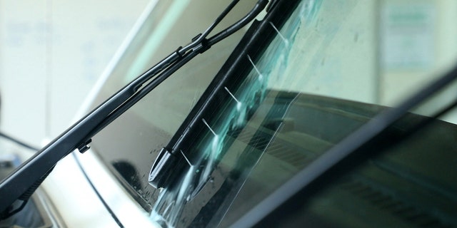 The Clean Sweep: Jeep system features wiper blades with 12 water-spraying holes built into them.
