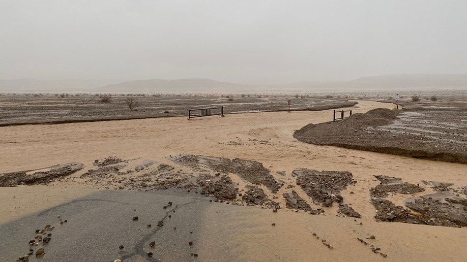 A highway completely covered in water