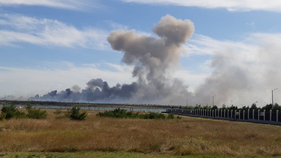 Crimea Air Base explosion smoke