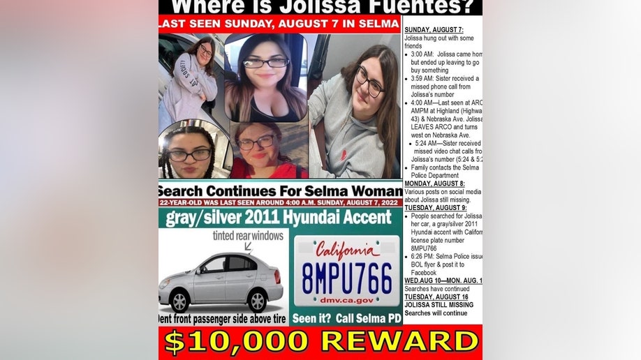 A flyer for missing Jolissa Fuentes