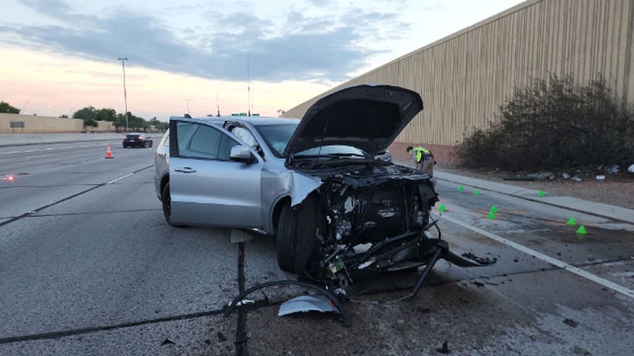 AZDPS trooper vehicle after wrong way