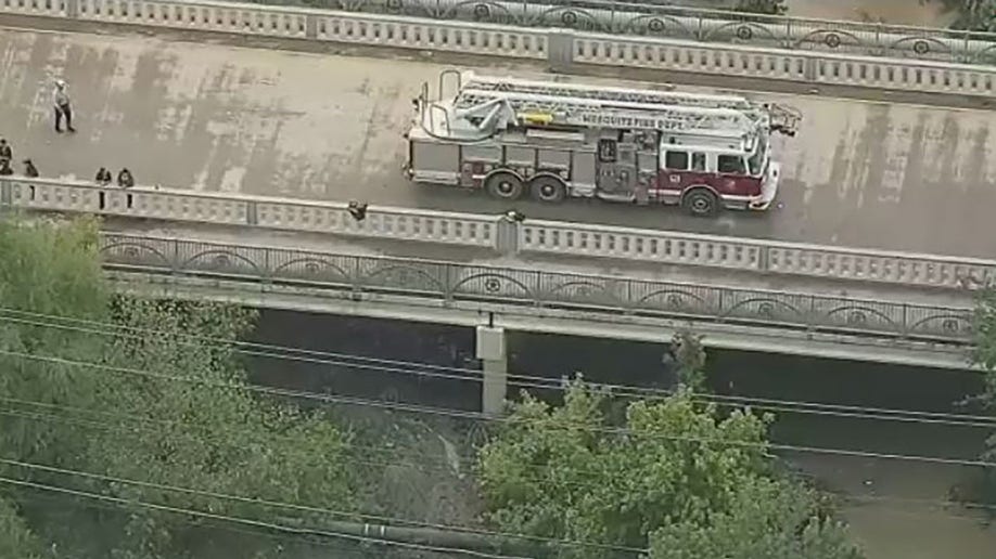 fire truck on bridge