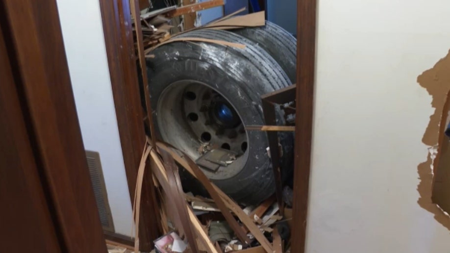 Tires that crashed into a Georgia woman's home