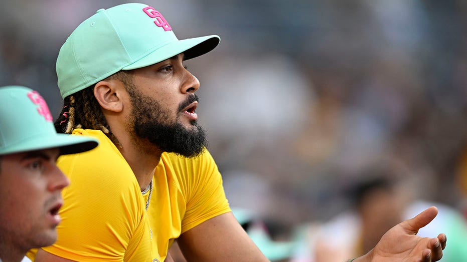 Fernando Tatis Jr watches his Padres play against the Twins