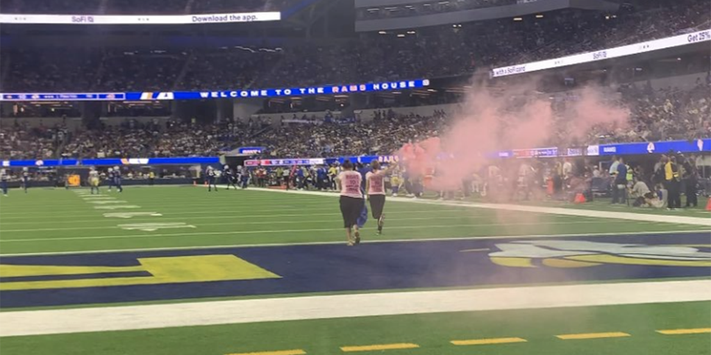 Protesters interrupt NFL's Bills-Rams season-opener with pink smoke bombs