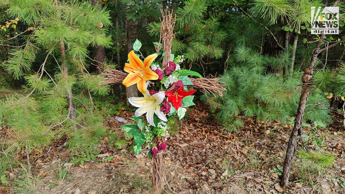 Handmade cross left near site where deputies found Debbie Collier