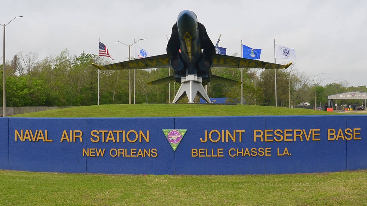 The welcome sign at the Naval base