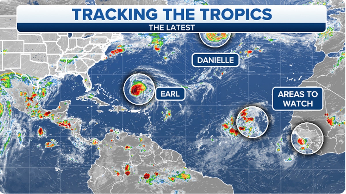 A map showing bad tropical weather