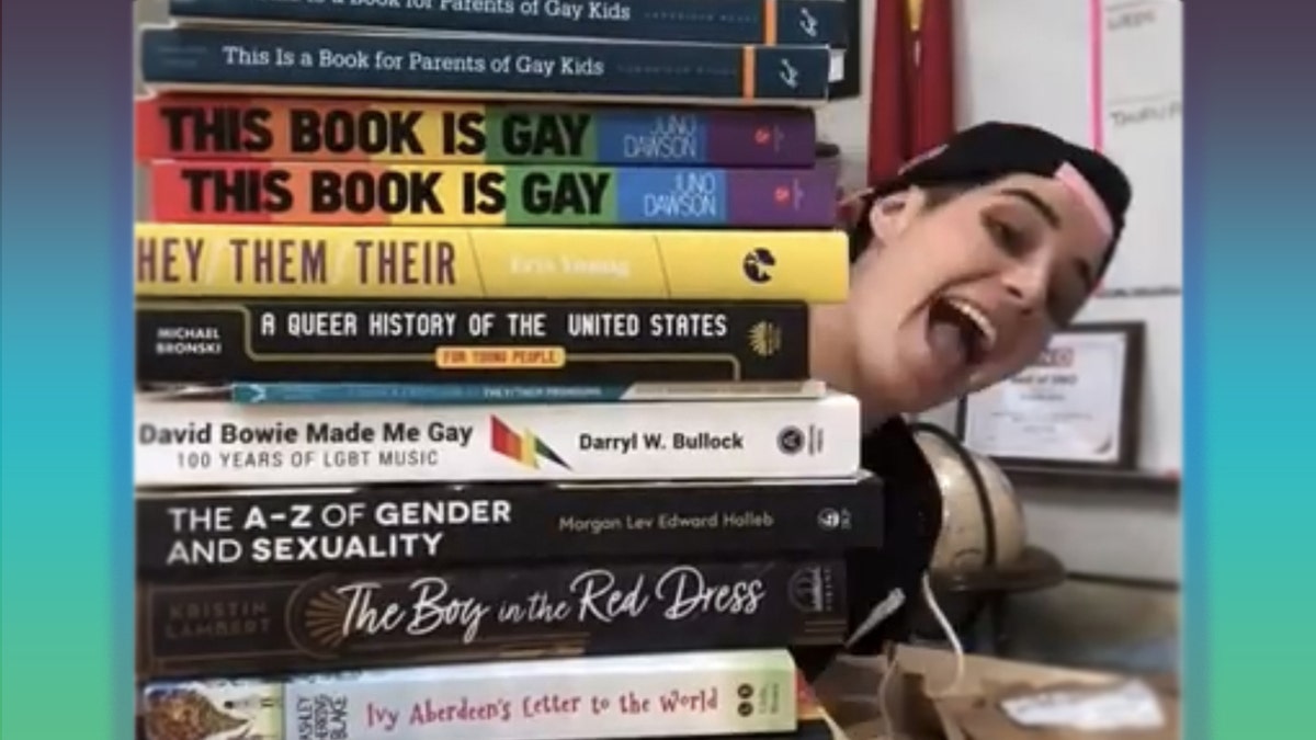 A California teacher named "Flint" boasts of her 'Queer Library' which includes ‘This Book is Gay.’