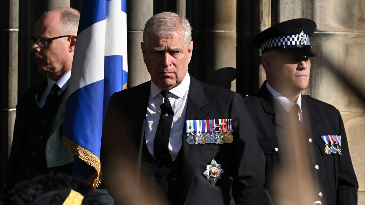 Prince Andrew, Duke of York is seen outside St Giles Cathedral