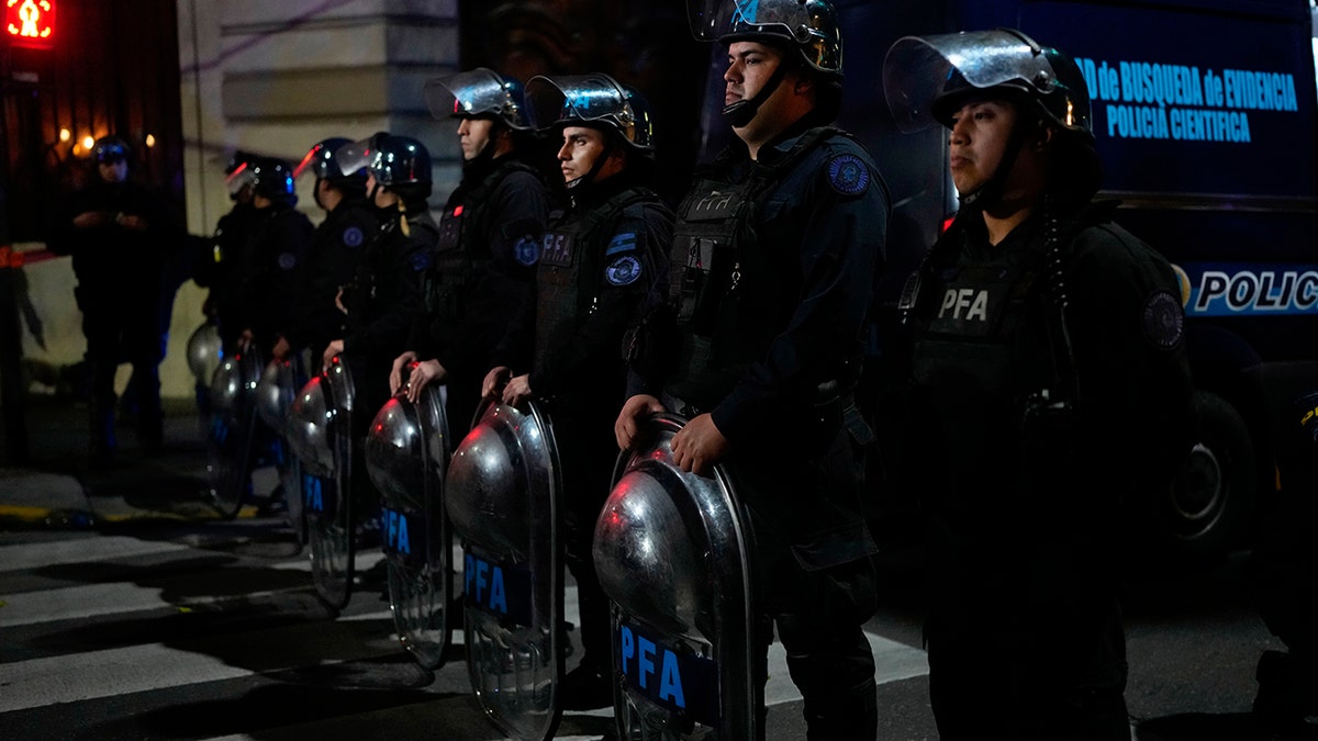 Police in Argentina stand guard after an assassination attempt on the country's VP 