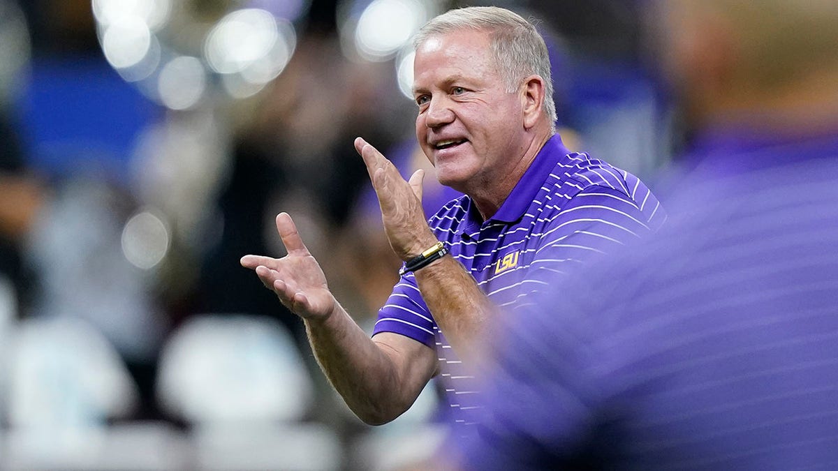 LSU head coach Brian Kelly during a game against Florida State