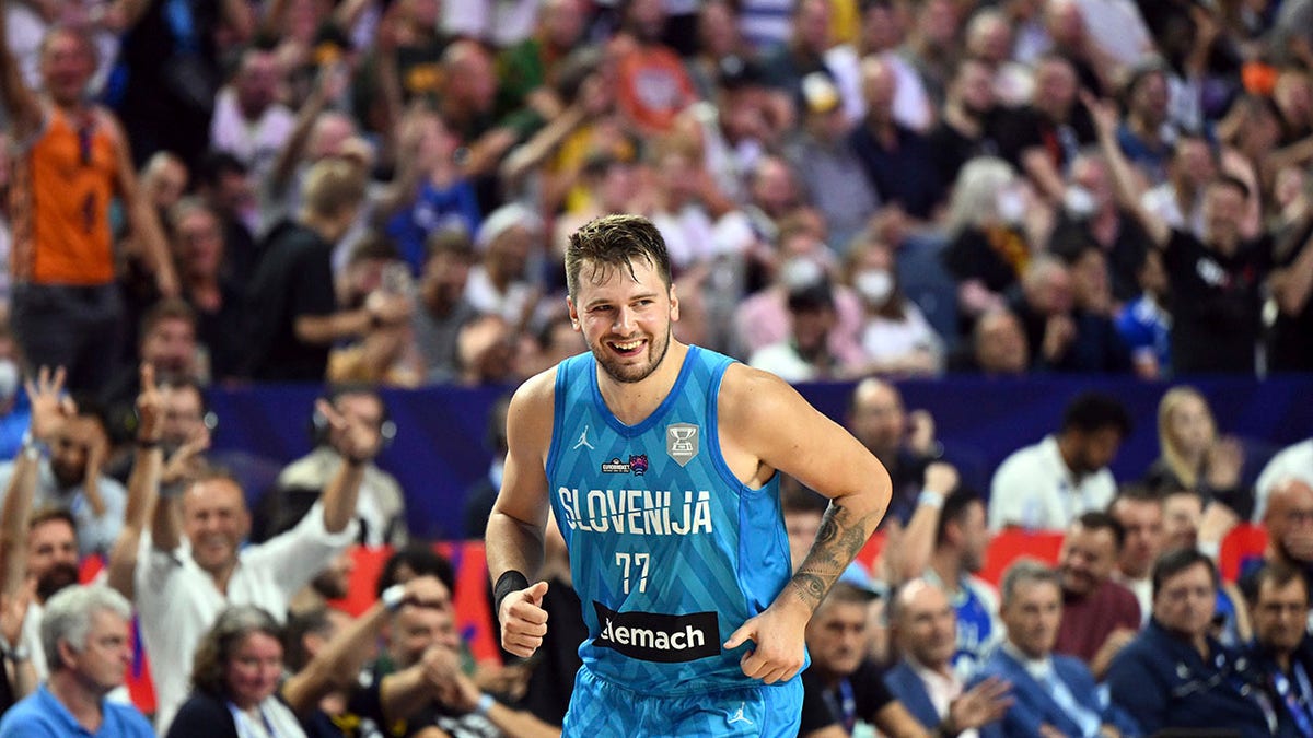 Slovenia's Luka Doncic after making a basket at EuroBasket